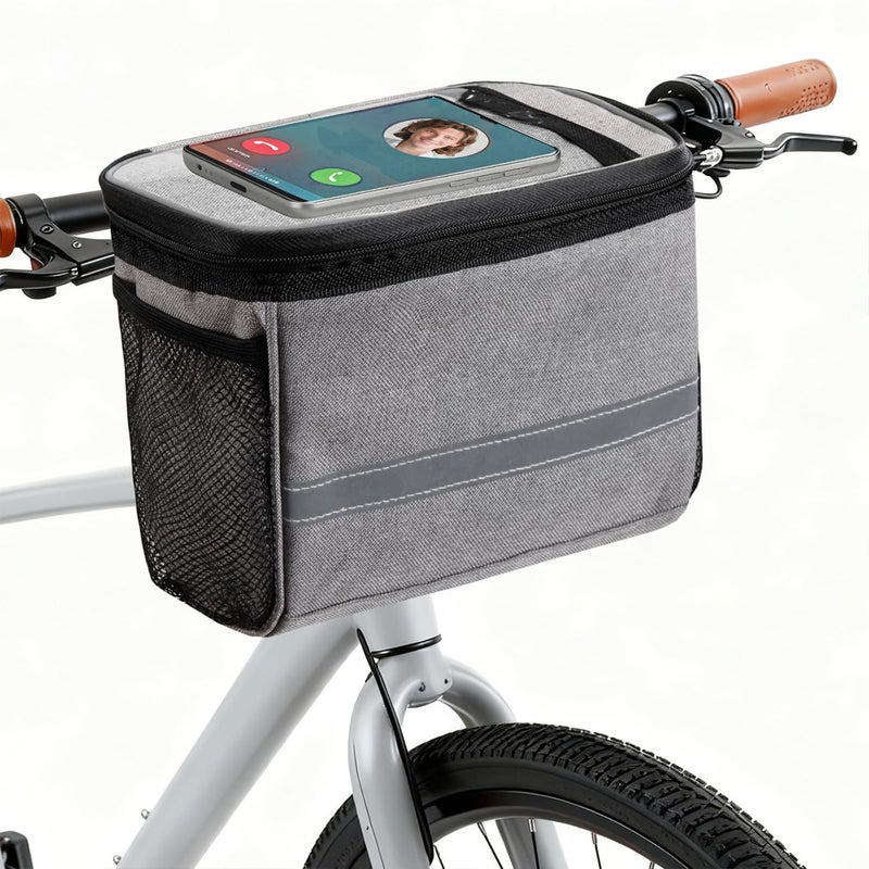 MATTISAM Bike Handlebar Bag - Front Basket with Bike Phone Mount, Bicycle Cooler Pouch Pack for Kids Girls Boys Men Women - Image 1